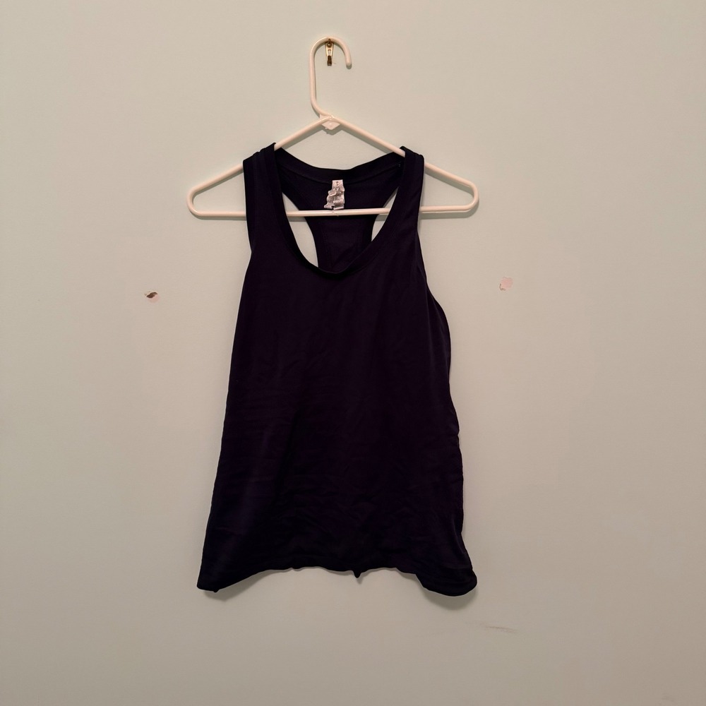 Athleta Racerback Tank Top Size Large Navy Blue Mesh Back Performance Activewear